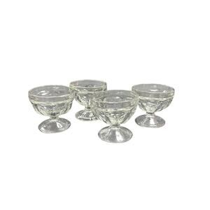 4 Federal Glass Footed Clear Dessert Cups Ice Cream Dish Sherbet Parfait vintage
